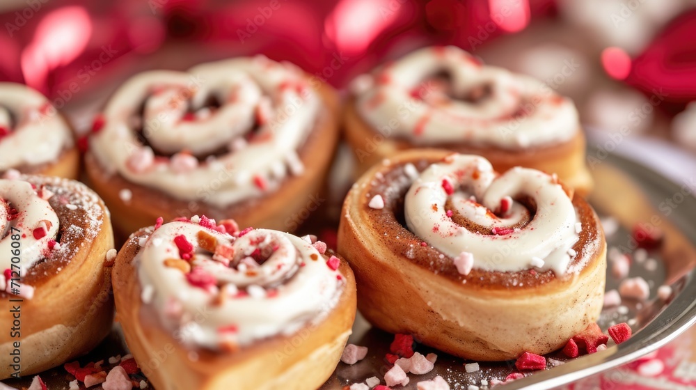 heart-shaped cinnamon rolls with cream cheese frosting generative ai heart-shaped cinnamon rolls with cream cheese frosting generative ai