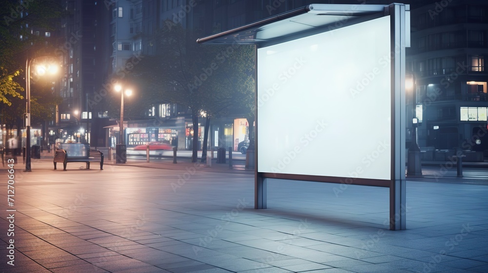 Fototapeta premium Blank white digital billboard on a city street during the day, mockup for city street advertising, marketing