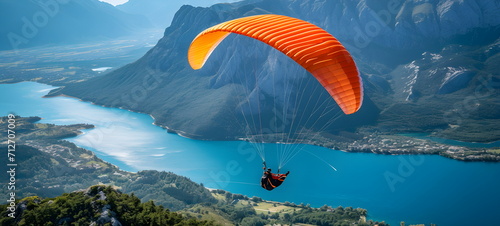 Man in the air on a paraglider