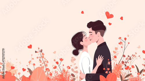 Valentine's Day illustration, sweet and lovely, on a white background a man and a woman love