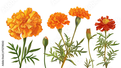 set of marigold flower