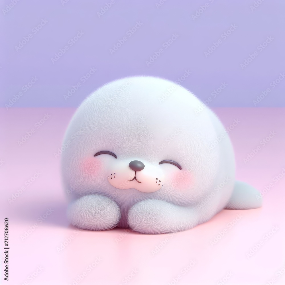 Сute fluffy baby white-coat seal toy sleeping on a pastel purple background. Minimal adorable animals concept. Wide screen wallpaper. Web banner with copy space for design. Сute fluffy baby white-coat seal toy sleeping on a pastel purple background. Minimal adorable animals concept. Wide screen wallpaper. Web banner with copy space for design.
