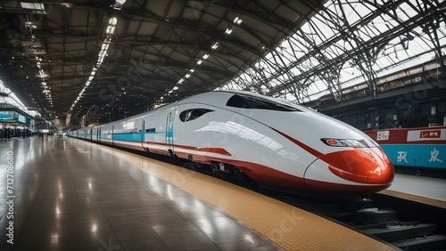 train in motion high speed train to china streamlined bullet arriving railway 