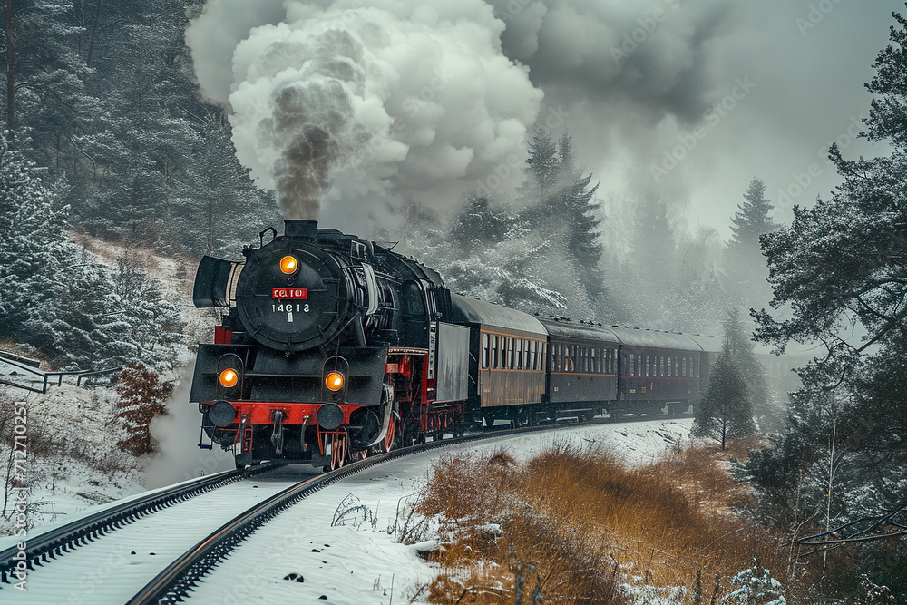 Obraz premium train with a steam and a whistle