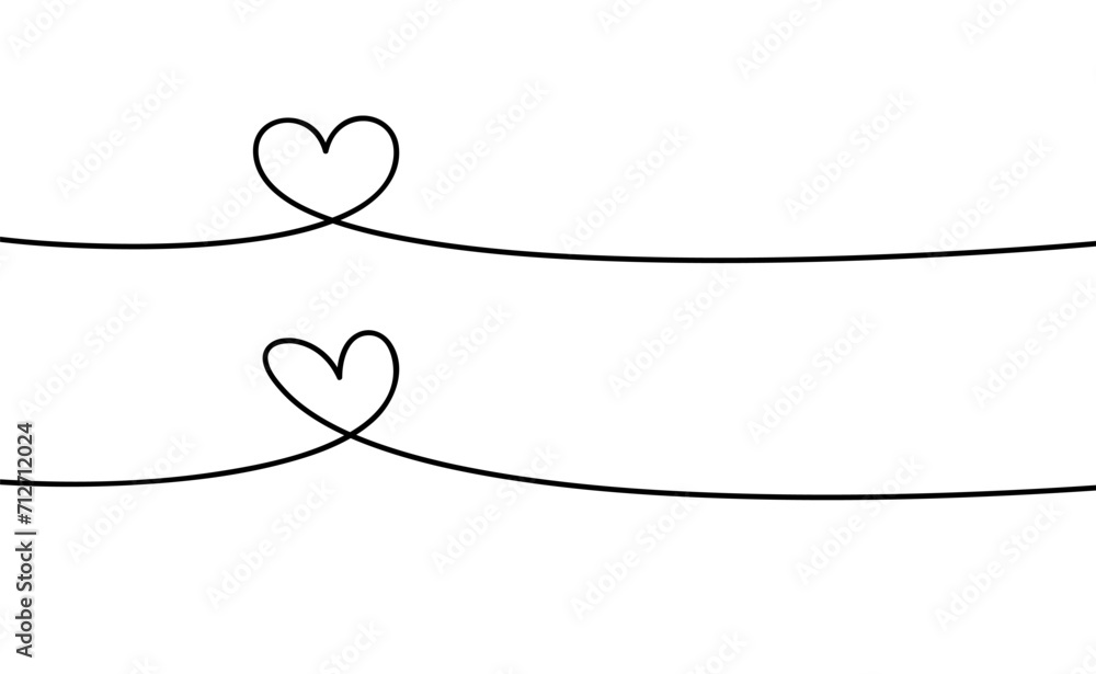 Heart shape. Continuous linear art doodle drawing vector illustration. Love one line symbol.