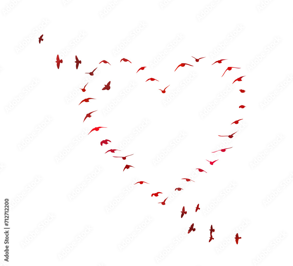 Heart of red birds. hand drawing. Not AI, Vector illustration Heart of red birds. hand drawing. Not AI, Vector illustration
