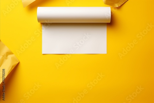 Blank magazine mockup template female hands holding magazine on yellow background design