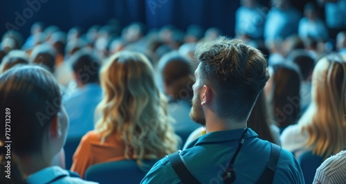 an audience of people is sitting at a conference