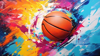 Basketball ball in vibrant colors background