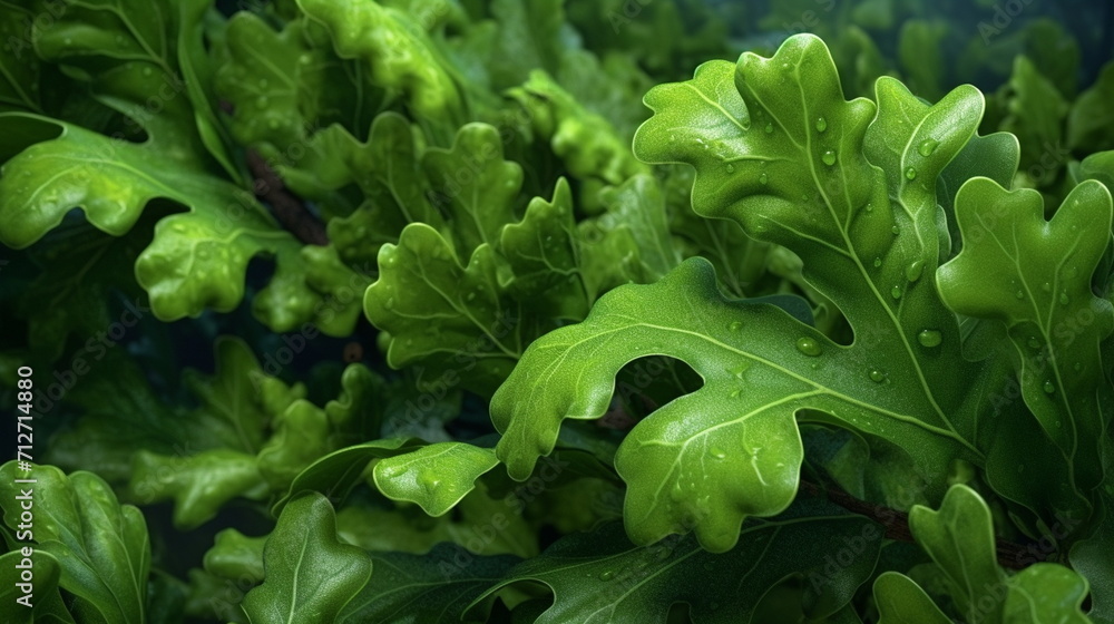 green branches, oak leaves