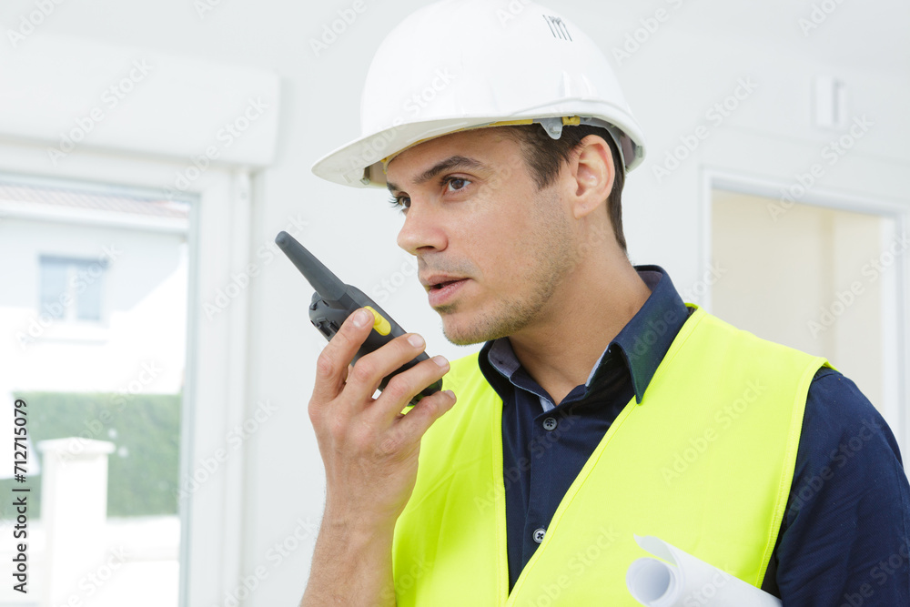 man with a walkie talkie man with a walkie talkie