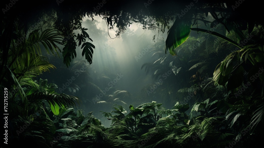 A mysterious fog settling among the jungle trees, adding an air of enchantment to the scene -Generative Ai
A mysterious fog settling among the jungle trees, adding an air of enchantment to the scene -Generative Ai