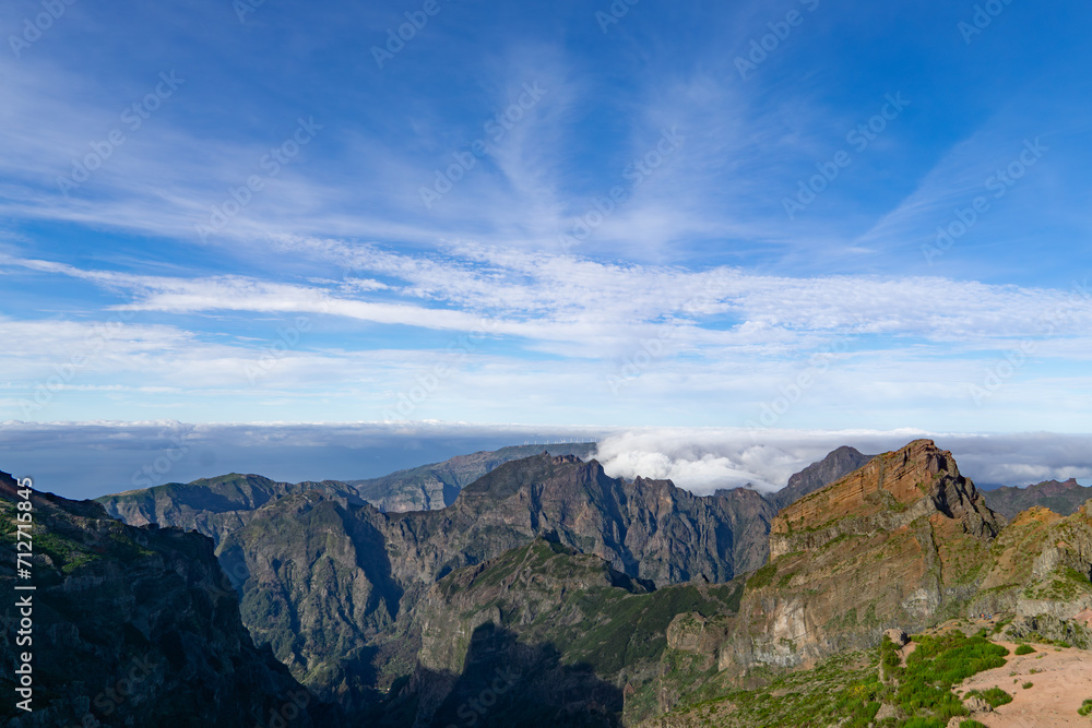 View from Pico do Arieiro mountain of the beautiful landscape of Madeira