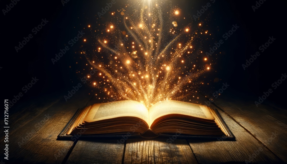 Illuminated Pages of an Enchanted Book Emanating Magical Sparkles of Knowledge Illuminated Pages of an Enchanted Book Emanating Magical Sparkles of Knowledge