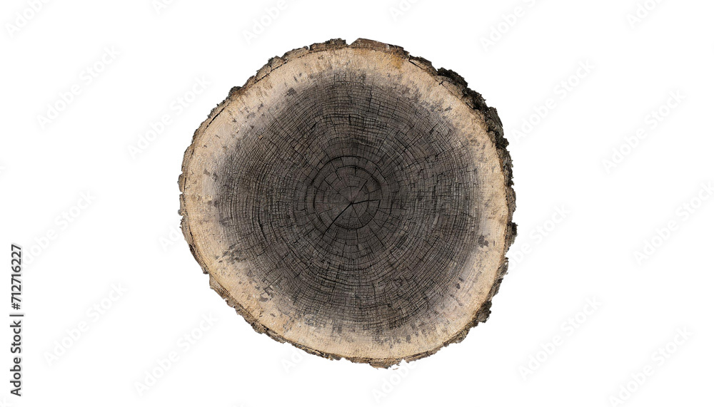 Cross section of tree trunk with annual rings, isolated on transparent background Cross section of tree trunk with annual rings, isolated on transparent background
