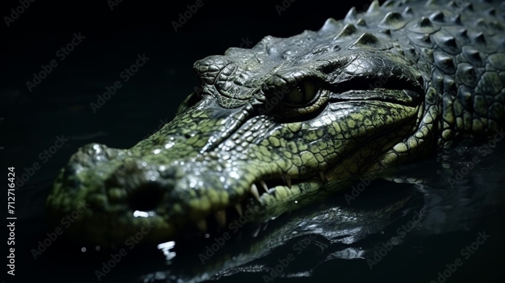 Fototapeta premium Crocodile animal drinking water AI Generated pictures
