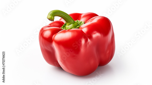 red sweet bell pepper isolated on white background with copy space for your text. Top view. Flat lay , Generate AI