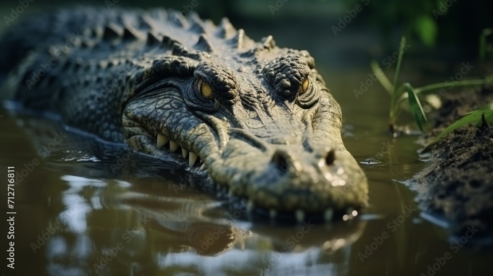 Crocodile animal drinking water AI Generated pictures