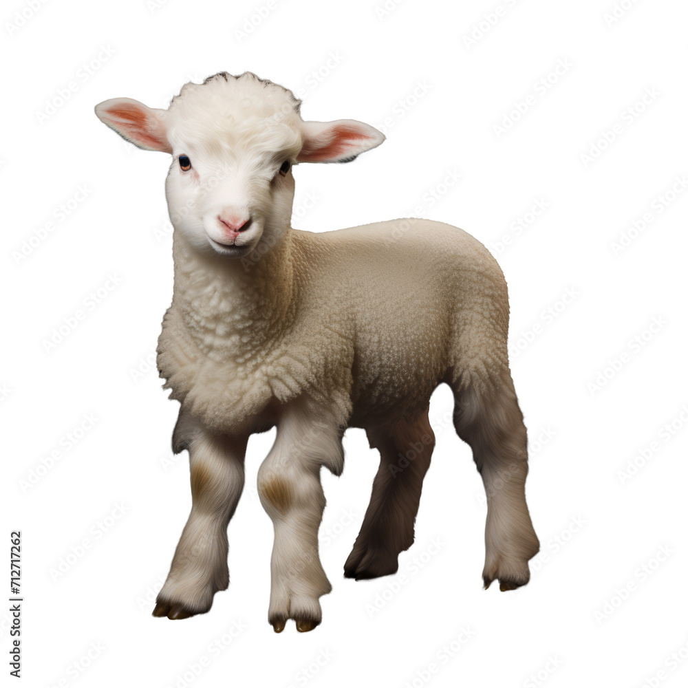 Fototapeta premium Full Body Cute White Sheep Illustration on Transparent Background - Royalty-Free Graphic