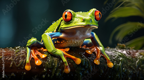 Red-eyed tree frogs, despite their conspicuous coloration, are not venomous. Generate AI © VinaAmeliaGRPHIC