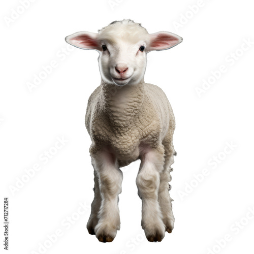 Full Body Cute White Sheep Illustration on Transparent Background - Isolated Farm Animal Clipart for Design Use