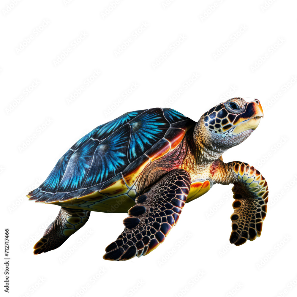 Obraz premium Full Body Sea Turtle Illustration on Transparent Background - High-Resolution Image