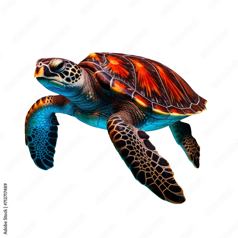 Fototapeta premium Realistic Full Body Sea Turtle Illustration on Transparent Background - Royalty-Free Graphic