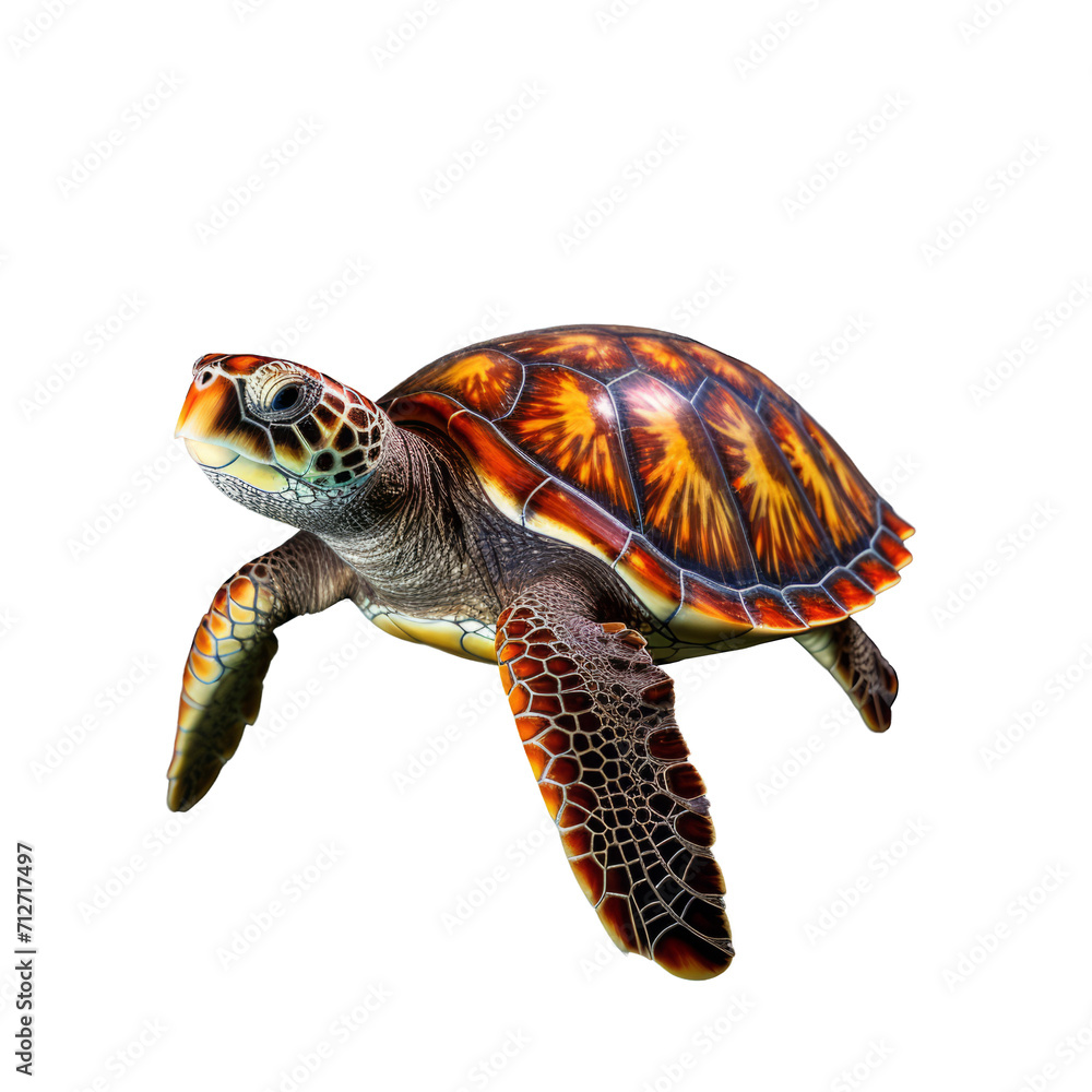 Obraz premium Full Body Sea Turtle Isolated on Transparent Background - High-Resolution Illustration