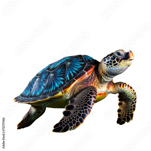 Full Body Sea Turtle Illustration on Transparent Background - High-Resolution Image