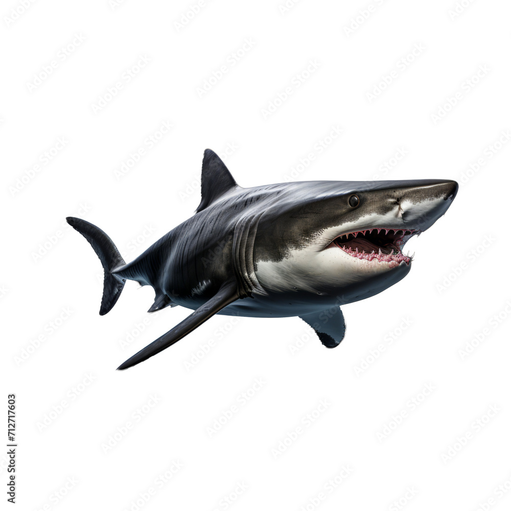 Fototapeta premium Full Body Shark Isolated on Transparent Background - High-Quality Illustration