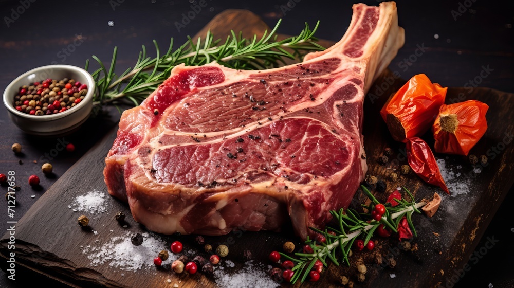 Dry-aged porterhouse or T-bone steaks spiced with herbs