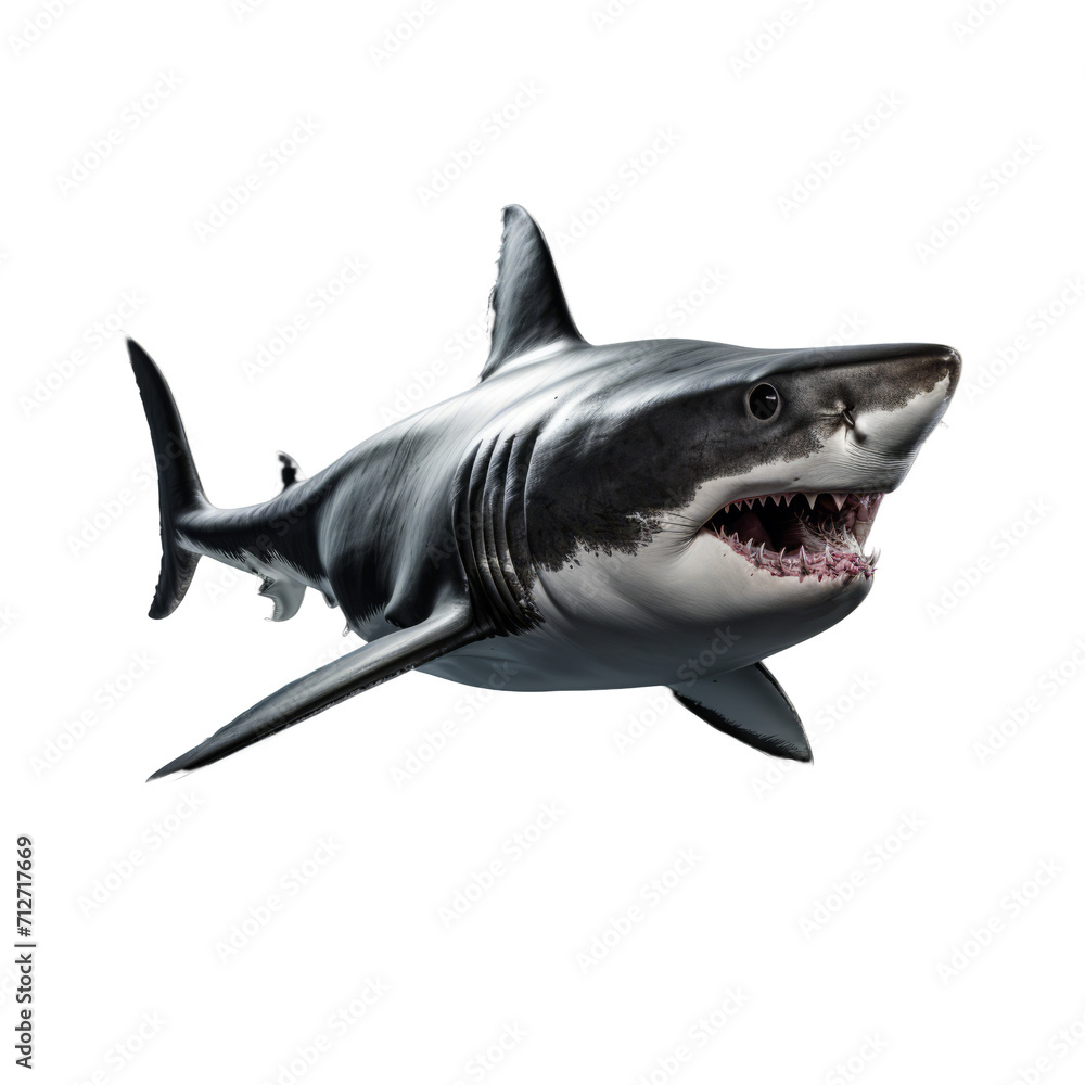 Fototapeta premium Full Body Shark Isolated on Transparent Background - High Resolution Image