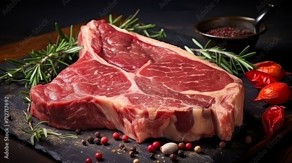 Dry-aged porterhouse or T-bone steaks spiced with herbs
