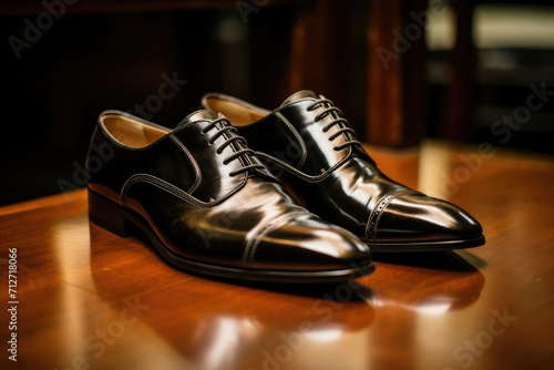 Fashionable leather footwear shoe black classic elegance