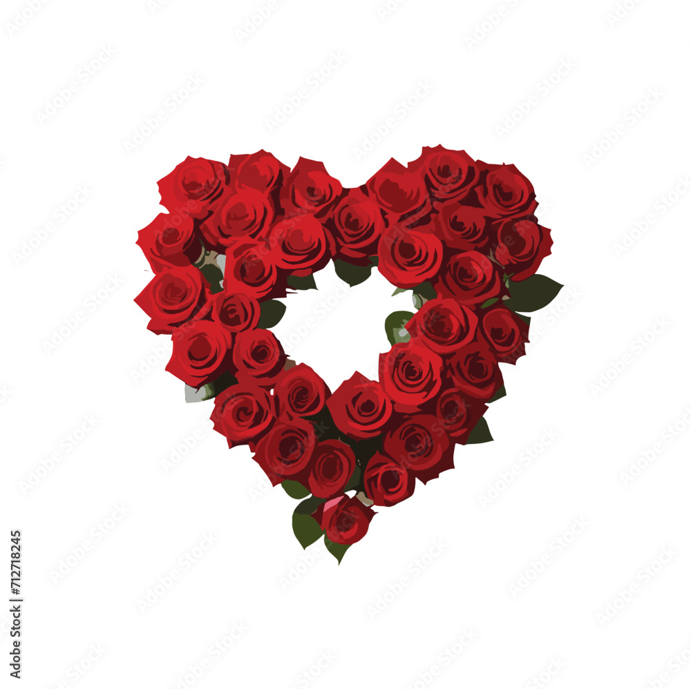 heart of roses vector artwork isolated on white heart of roses vector artwork isolated on white