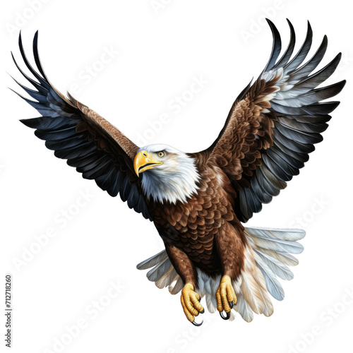 Majestic Flying American Eagle on Transparent Background - Realistic Illustration