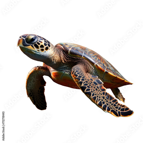 Graceful Sea Turtle Isolated on Transparent Background - High-Resolution Digital Illustration