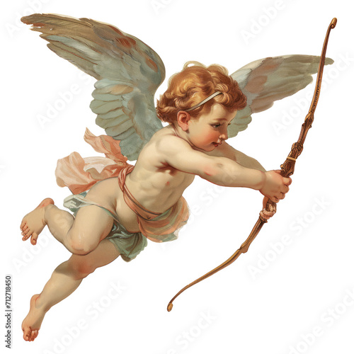 Vintage Cupid Illustration: Pastel Oil-Painted Transparent PNG