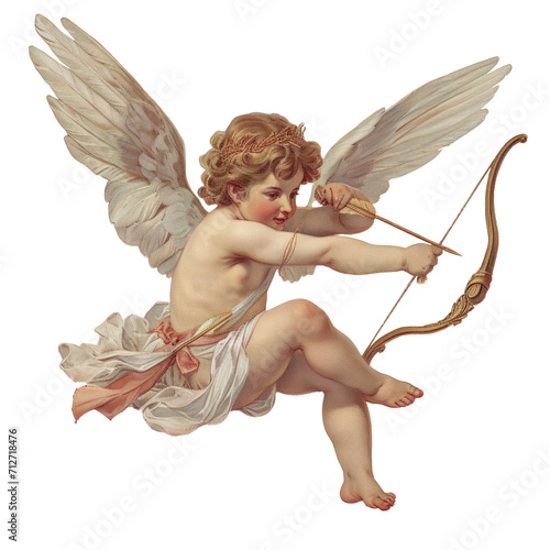 Vintage Cupid Illustration - Pastel Oil Paint Effect on Transparent Background (PNG)