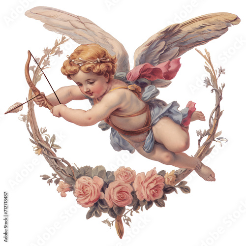 Classic Cupid Illustration - Pastel Oil Paint Effect, PNG with Transparent Background