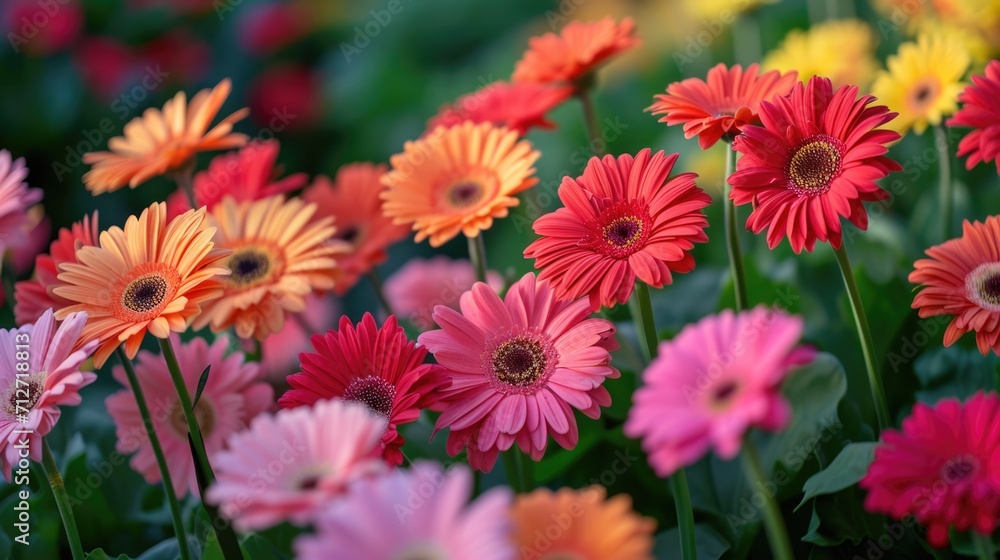gerbera daisies, forming a stunning and cheerful floral background generative ai gerbera daisies, forming a stunning and cheerful floral background generative ai
