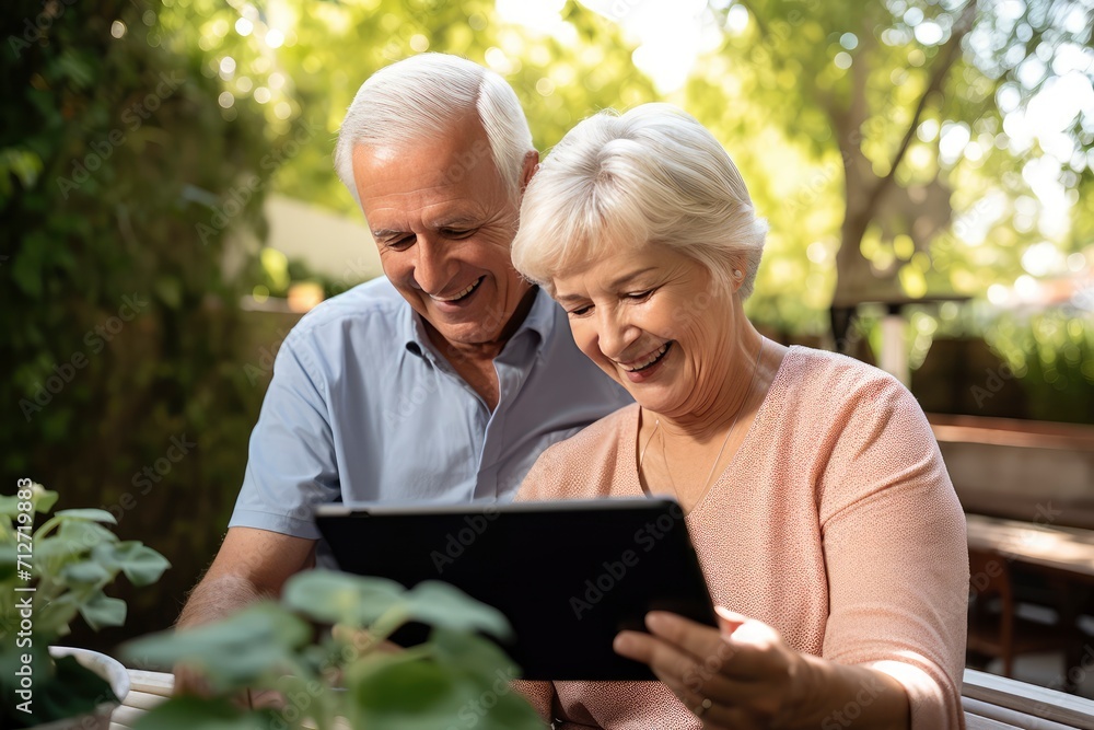 Older Couple Engaging With Tablet Computer for Shared Activity and Learning Older Couple Engaging With Tablet Computer for Shared Activity and Learning