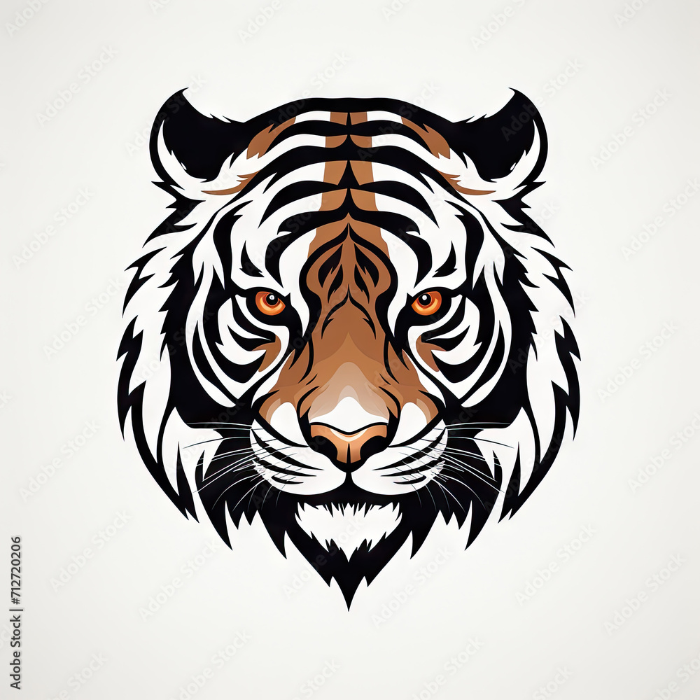 Logo style tiger's head isolated on clear white background