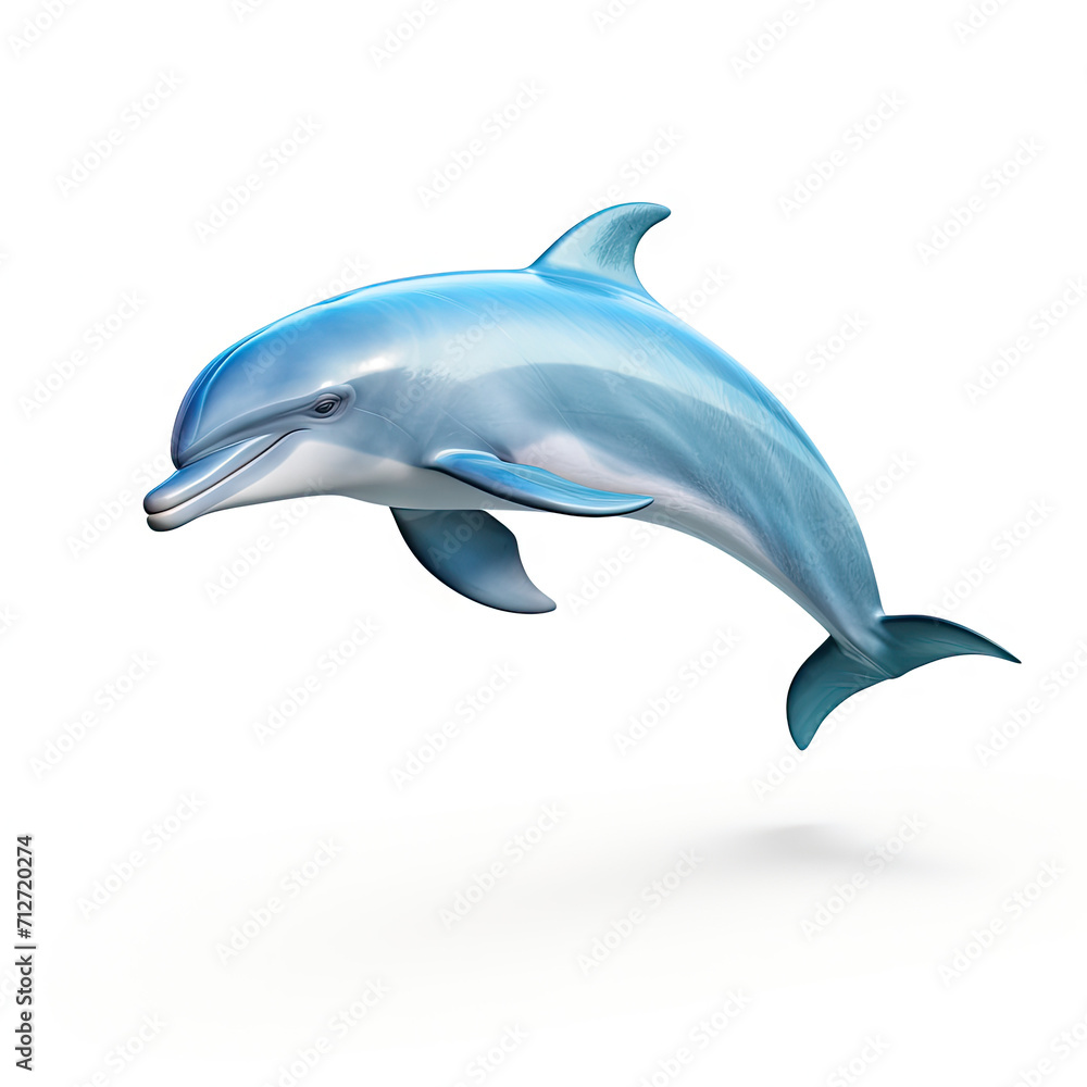 Minimalistic dolphin isolated on white background