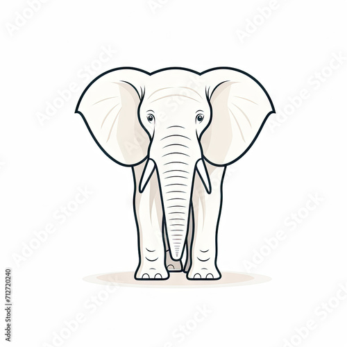 Minimalistic logo style elephant on clear white background