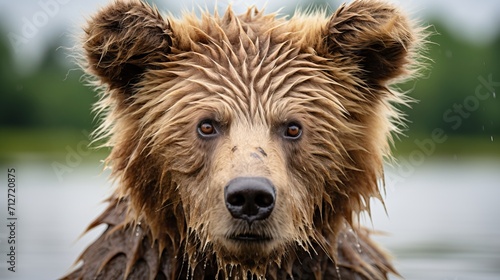 Close up portrait of majestic brown bear in the wild, wildlife photography capturing nature s beauty
