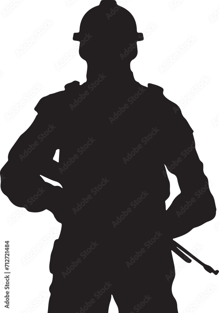 Soldier and army force silhouette collection for Veterans Day. Set of army soldier icons. Black soldiers silhouette isolated
