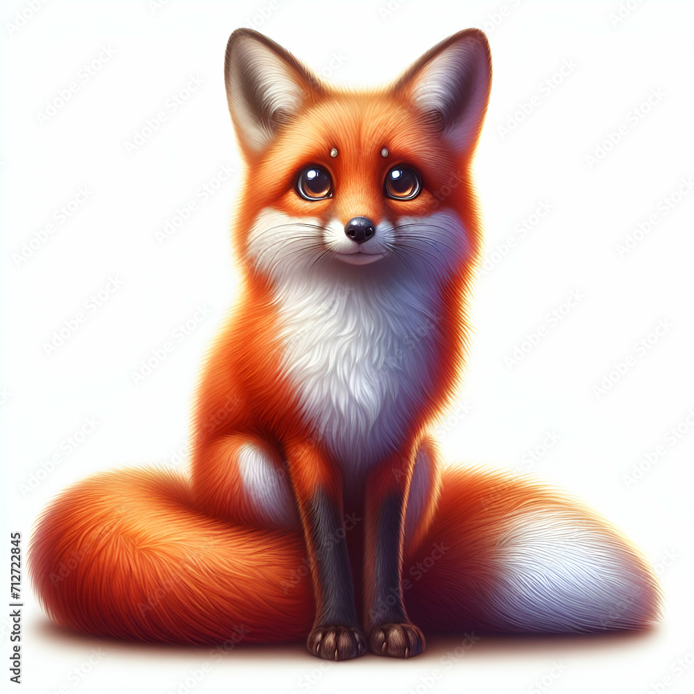 Obraz premium Red fox vulpes, white background isolated 
