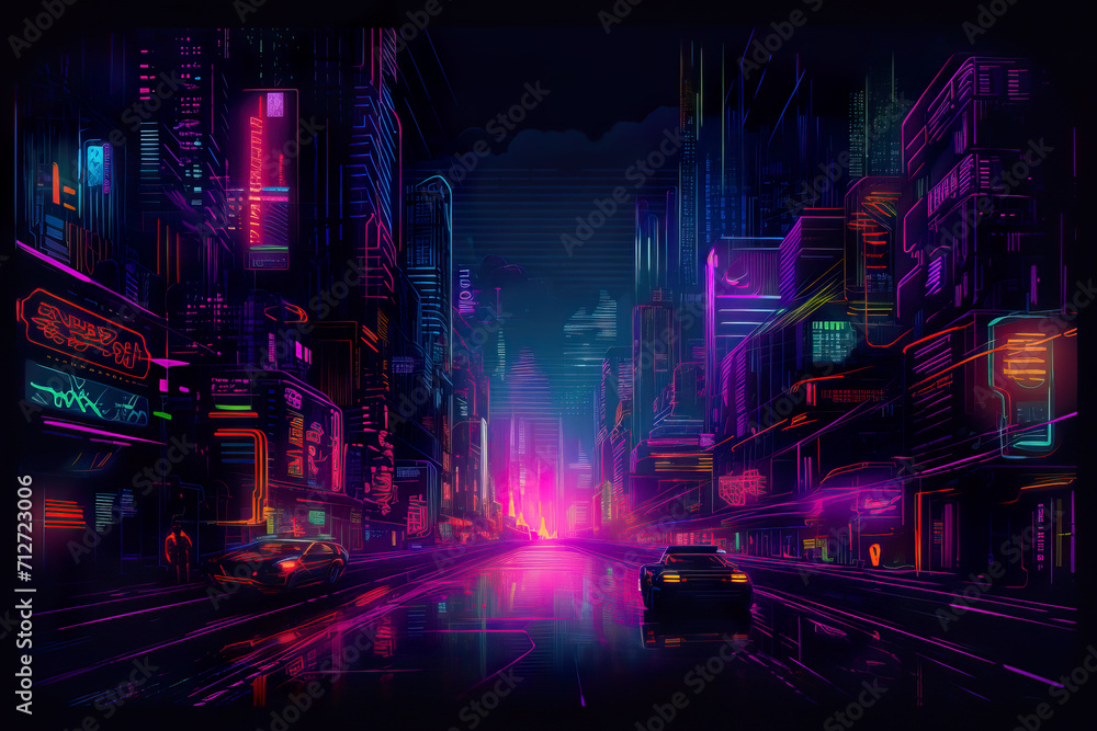 cyberpunk city at night