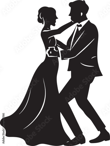 Silhouettes of romantic couples isolated on a white background collection set. Happy couple dancing together vector silhouette set.